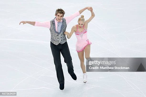 Stacey Kemp and David King of Great Britain compete in the Figure Skating Pairs Short Program during the Sochi 2014 Winter Olympics at Iceberg...