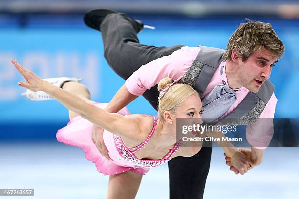 Stacey Kemp and David King of Great Britain compete in the Figure Skating Pairs Short Program during the Sochi 2014 Winter Olympics at Iceberg...