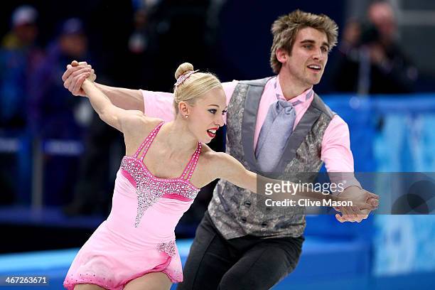 Stacey Kemp and David King of Great Britain compete in the Figure Skating Pairs Short Program during the Sochi 2014 Winter Olympics at Iceberg...