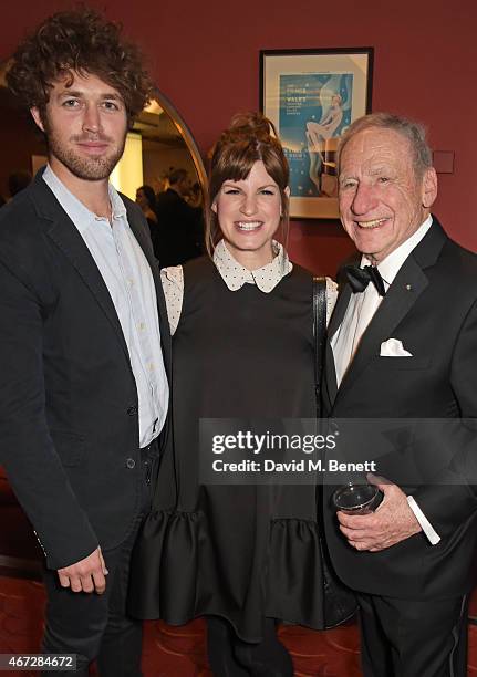 Ben Ockrent, Jemima Rooper and Mel Brooks attend a post-show drinks reception following Mel Brooks' first UK solo show "Mel Brooks: Live In London"...