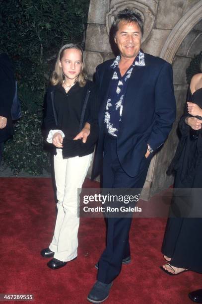 Actor Don Johnson and daughter Dakota Johnson attend the "Harry Potter and the Sorcerer's Stone" Westwood Premiere on November 14, 2001 at the Mann...