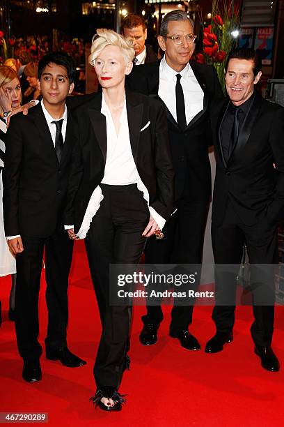 Tony Revolori, Tilda Swinton, Jeff Goldblum and Willem Dafoe attend 'The Grand Budapest Hotel' Premiere and opening ceremony during the 64th...