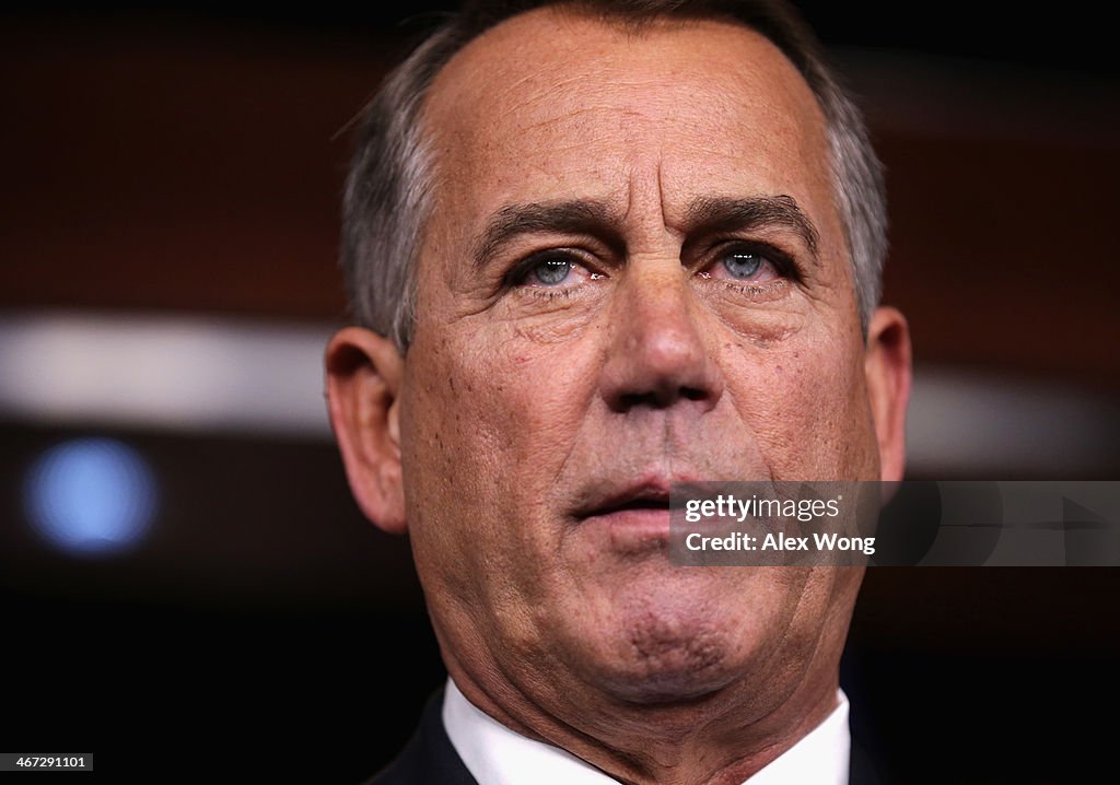 John Boehner Holds Media Briefing At The Capitol