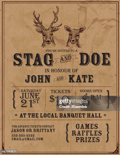 elegant stag and doe engagement party invitation design template - concept does not exist 幅插畫檔、美工圖案、卡通及圖標