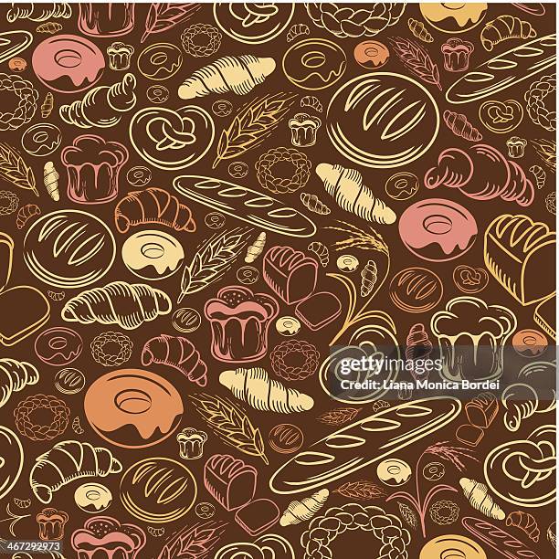 bakery seamless pattern - bakery stock illustrations