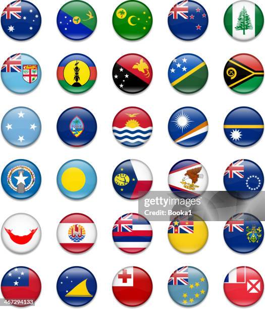 bildbanksillustrationer, clip art samt tecknat material och ikoner med australia and oceania button flag collection - pitcairnöarna