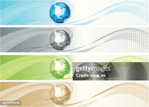 Colour Code Banner Set Of Color Banners With Binary Code And Globe High-Res Vector Graphic ...