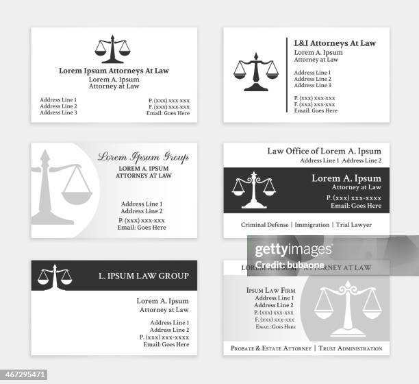 stockillustraties, clipart, cartoons en iconen met lawyer business cards set - visitekaartje