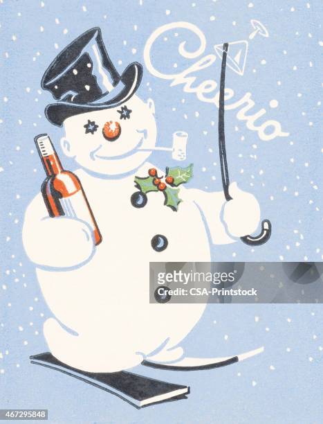 cheerio snowman - ski humour 幅插畫檔、美工圖案、卡通及圖標