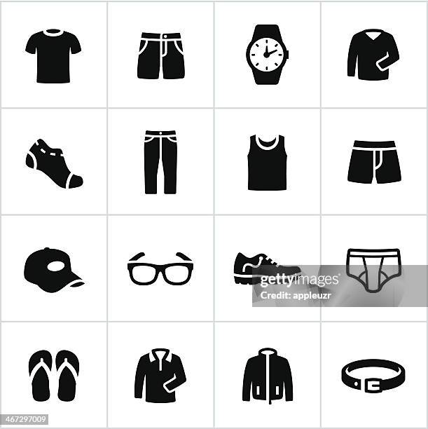 ilustraciones, imágenes clip art, dibujos animados e iconos de stock de caballero informal iconos de ropa - pantalón