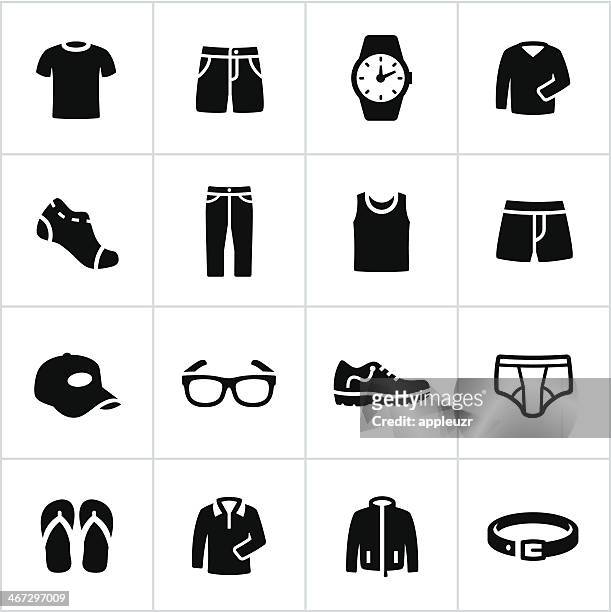 mens casual wear icons - hat stock illustrations