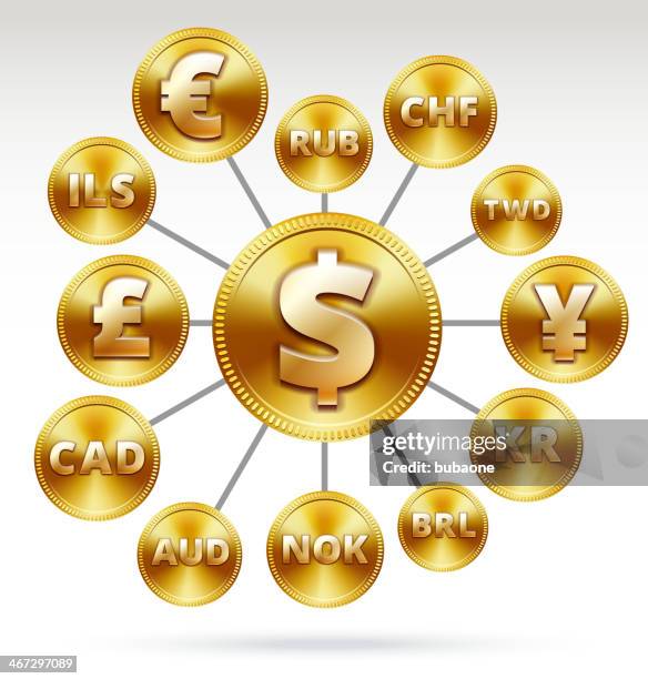 international goldenen münzen-webstreifen - krona stock-grafiken, -clipart, -cartoons und -symbole