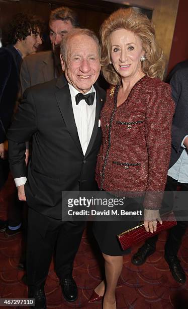 Mel Brooks and Lady Wolfson of Marylebone attend a post-show drinks reception following Mel Brooks' first UK solo show "Mel Brooks: Live In London"...