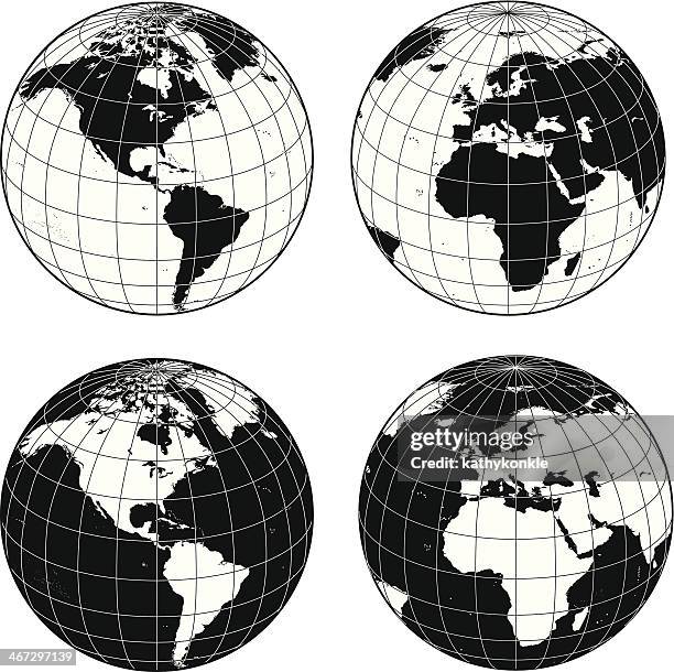 stockillustraties, clipart, cartoons en iconen met earths with longitude and latitue grid lines - longitude