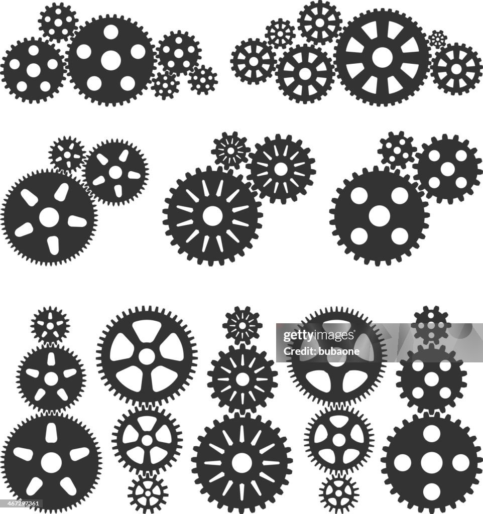 Metallic Gearsblack & white vector interface icon set