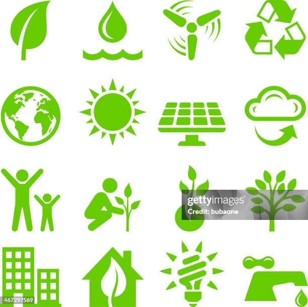 green energy royalty free vector interface icon set - new forest stock illustrations