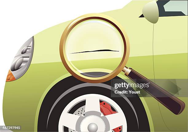 scratched green car - dented stock illustrations