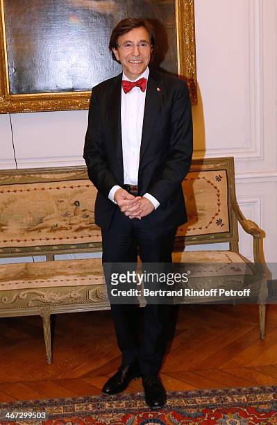 Prime Minister of Belgium Elio Di Rupo attends the King Philippe of Belgium and Queen Mathilde Of Belgium's visit to the Residence of the Ambassador...