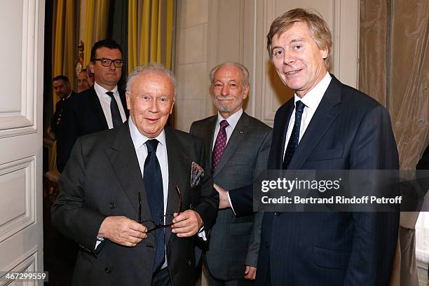 Ambassador of Belgium Patrick Vercauteren Drubbel and Philippe Bouvard attend the King Philippe of Belgium and Queen Mathilde Of Belgium's visit to...