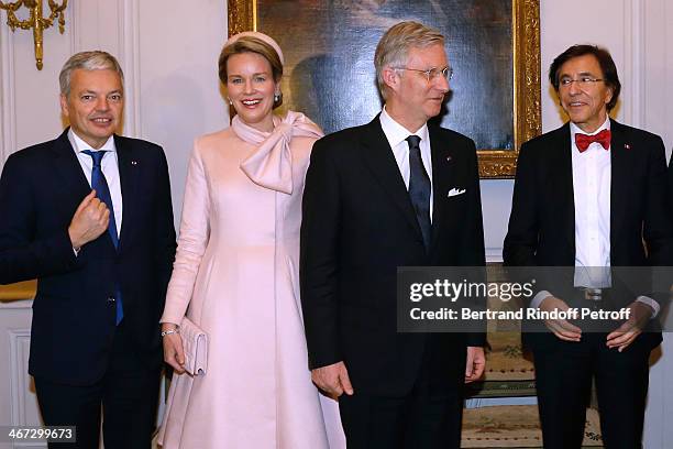 Minister of Foreign Affairs of Belgium Didier Reynders, Queen Mathilde Of Belgium, King Philippe of Belgium and Prime Minister of Belgium Elio Di...