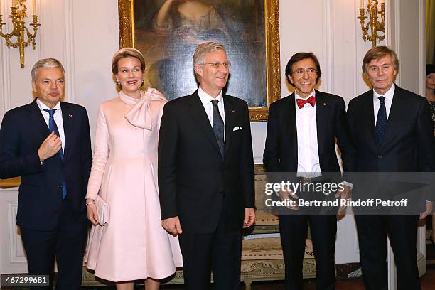 Minister of Foreign Affairs of Belgium Didier Reynders, Queen Mathilde Of Belgium, King Philippe of Belgium, Prime Minister of Belgium Elio Di Rupo...