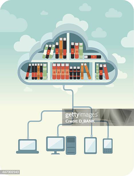 cloud library - bookstore stock illustrations