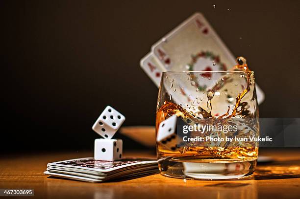 whisky and dices - game of chance stock pictures, royalty-free photos & images