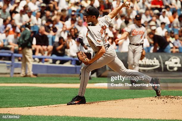 Jason Johnson of the Baltimore Orioles pitches against the Chicago White Sox on July 1, 2001.