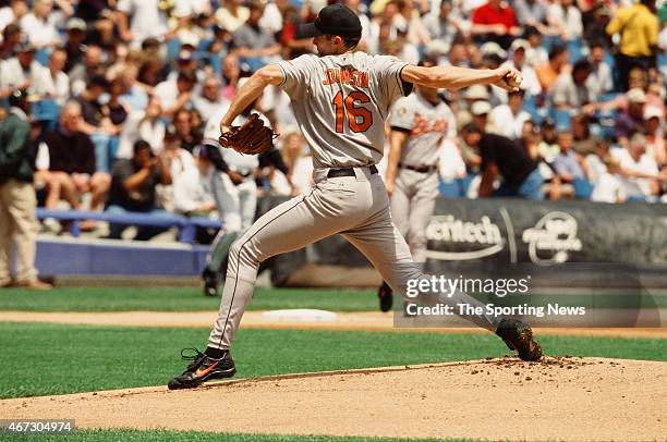 Jason Johnson of the Baltimore Orioles pitches against the Chicago White Sox on July 1, 2001.