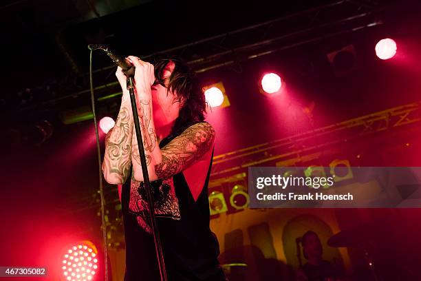 Singer Kellin Quinn of the American band Sleeping with Sirens performs live in support of Pierce the Veil during a concert at the C-Club on March 22,...