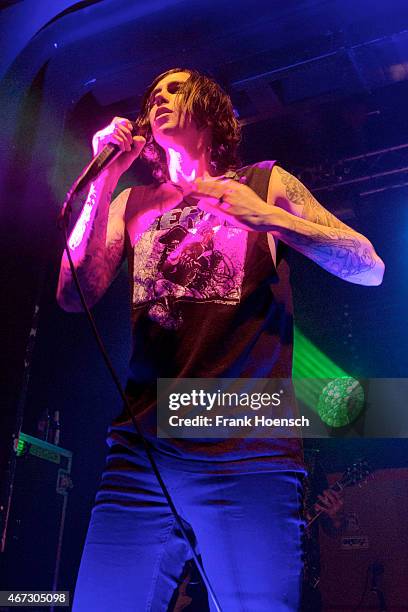 Singer Kellin Quinn of the American band Sleeping with Sirens performs live in support of Pierce the Veil during a concert at the C-Club on March 22,...