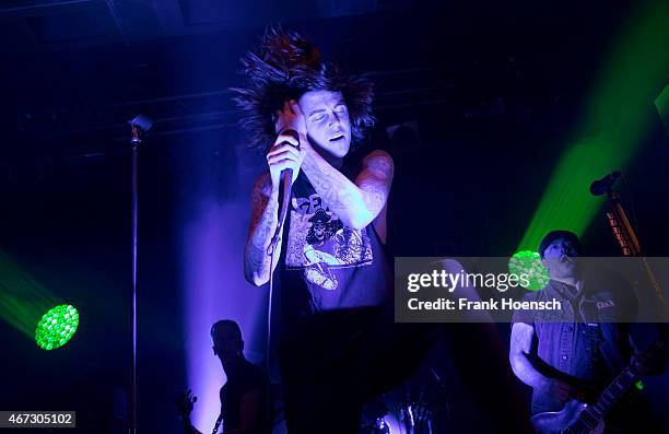 Singer Kellin Quinn of the American band Sleeping with Sirens performs live in support of Pierce the Veil during a concert at the C-Club on March 22,...