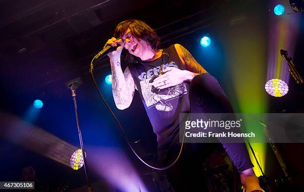 Singer Kellin Quinn of the American band Sleeping with Sirens performs live in support of Pierce the Veil during a concert at the C-Club on March 22,...