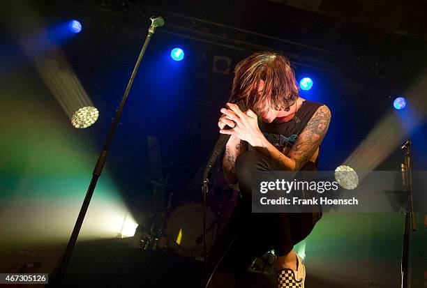 Singer Kellin Quinn of the American band Sleeping with Sirens performs live in support of Pierce the Veil during a concert at the C-Club on March 22,...