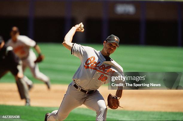 Jason Johnson of the Baltimore Orioles pitches against the Chicago White Sox on July 1, 2001.