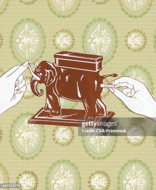 elephant cigarette dispenser - change dispenser stock illustrations