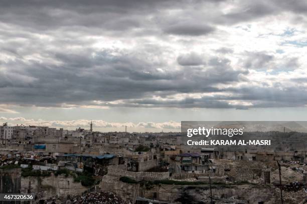 Picture taken on March 22 shows a general view of some rebel-held areas in the northern Syrian city of Aleppo. Syria's conflict began in March 2011...