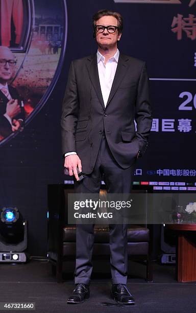 Actor Colin Firth, the 83th Oscar winner attends press conference of the movie "Kingsman: The Secret Service" on March 23, 2015 in Beijing, China.