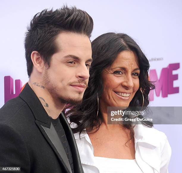 Casper Smart and mom Shawna Lopaz arrive at the Los Angeles premiere of "HOME" at Regency Village Theatre on March 22, 2015 in Westwood, California.