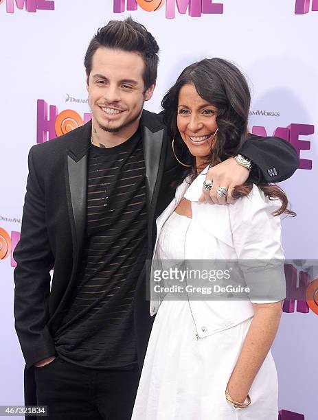 Casper Smart and mom Shawna Lopaz arrive at the Los Angeles premiere of "HOME" at Regency Village Theatre on March 22, 2015 in Westwood, California.