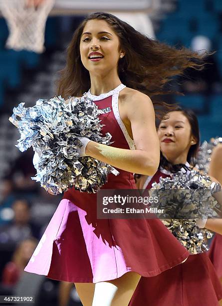 Stanford Cardinal Dollie Shelby Mynhier performs during a first-round game of the Pac-12 Basketball Tournament against the Washington Huskies at the...