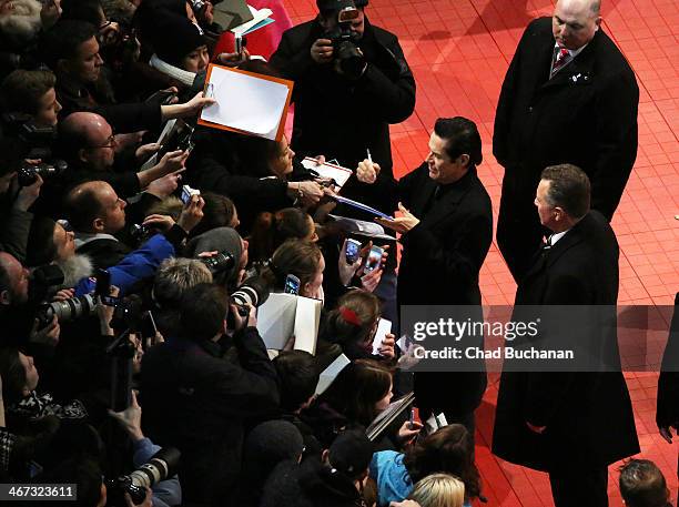 Willem Dafoe attends 'The Grand Budapest Hotel' Premiere during the 64th Berlinale International Film Festival at Berlinale Palast on February 6,...