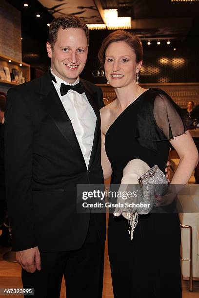 Prince Georg Friedrich Ferdinand Prussia and Princess Sophie of Prussia pose inside the AUDI Lounge at the Marlene Dietrich Platz during day 1 of the...