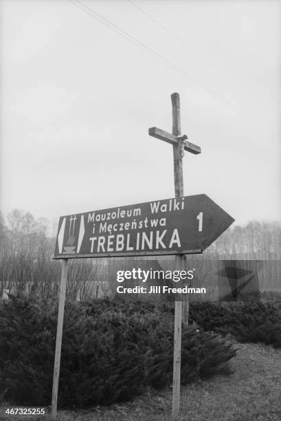 Sign to the extermination camp of Treblinka, in German-occupied Poland, circa 1993.