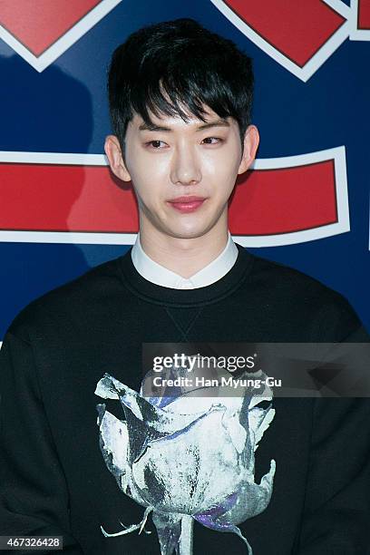 Jo Kwon of South Korean boy band 2AM attends the VIP screening for "Twenty" at COEX Mega Box on March 18, 2015 in Seoul, South Korea. The film will...