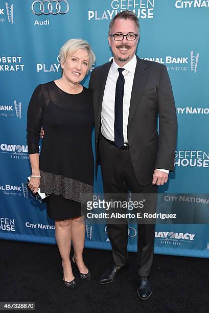 Producers Holly Rice and Vince Gilligan attend The Geffen Playhouse's "Backstage at the Geffen" Gala at The Geffen Playhouse on March 22, 2015 in Los...