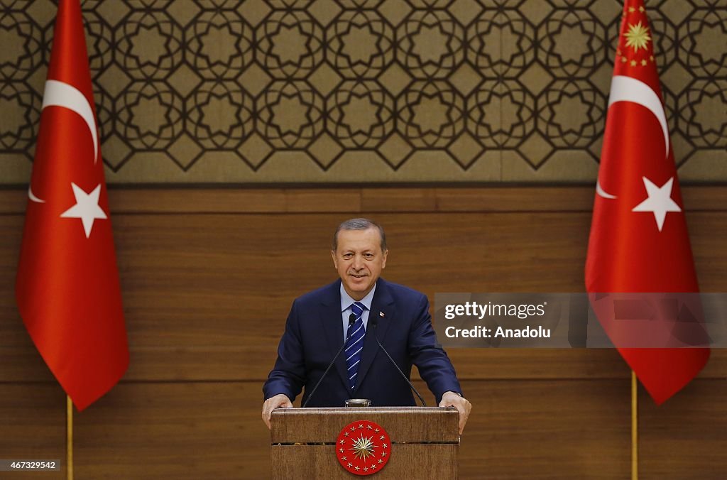 Turkish President Erdogan attends mukhtars meeting in Ankara