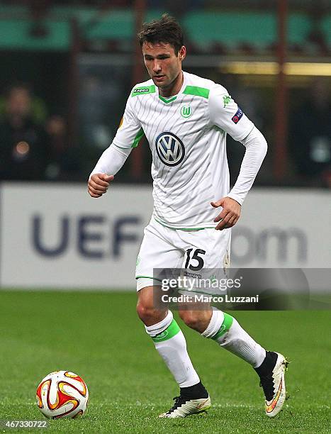 Christian Trasch of VfL Wolfsburg in action during the UEFA Europa League Round of 16 match between FC Internazionale Milano and VfL Wolfsburg at...