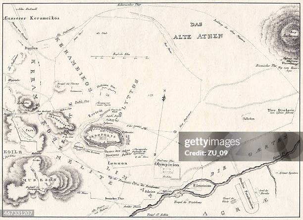 illustrations, cliparts, dessins animés et icônes de carte de la grèce antique, publié c. 1830 - athens