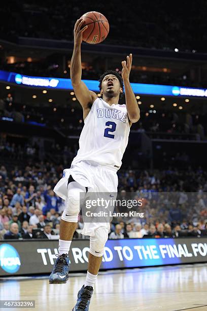 Quinn Cook of the Duke Blue Devils goes to the basket against the San Diego State Aztecs during the third round of the 2015 NCAA Men's Basketball...